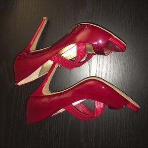 Jessica Simpson Red Patent Open Toe Heels
